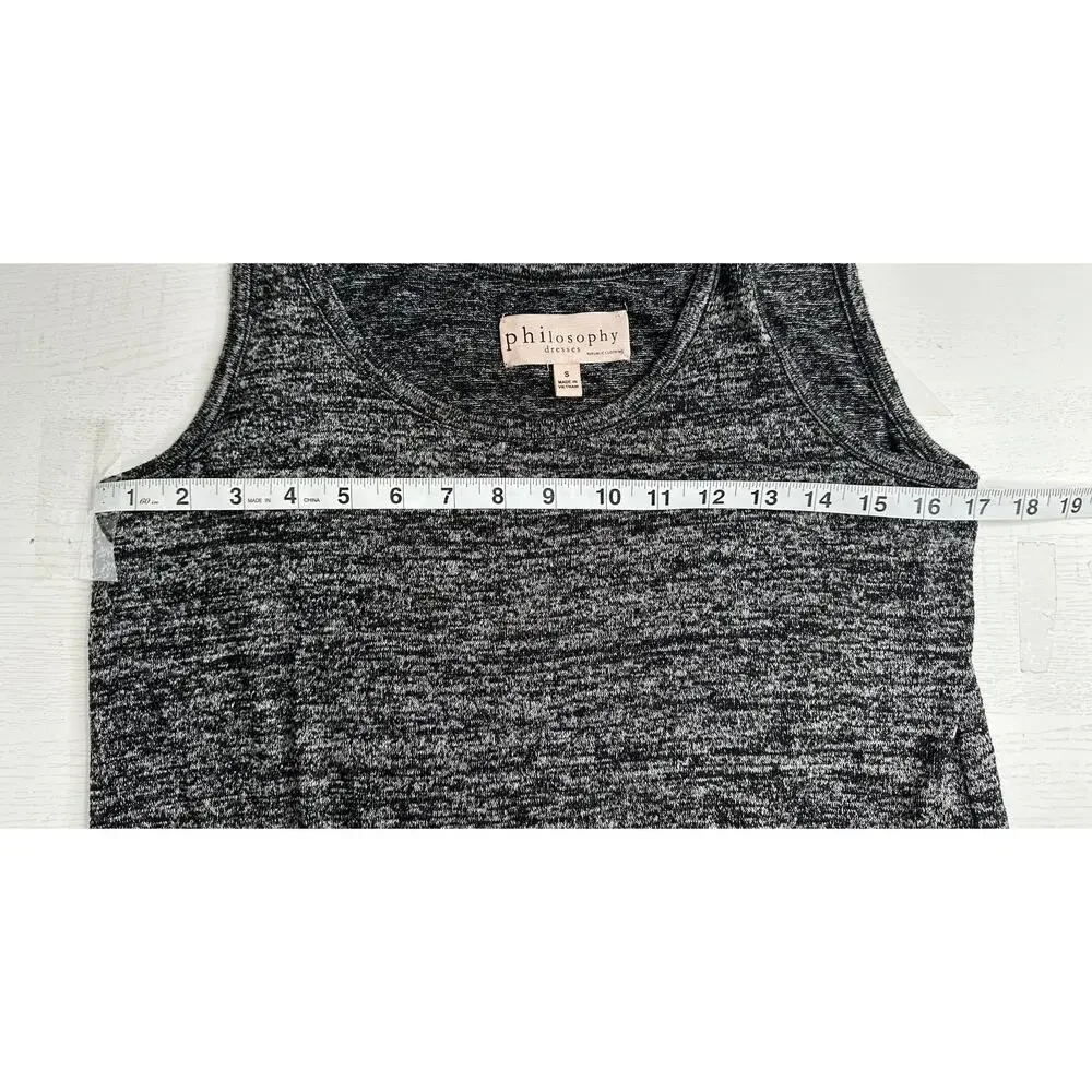 Philosophy Black Heathered Midi Dress Sleeveless Drawstring Waist Casual Small S
